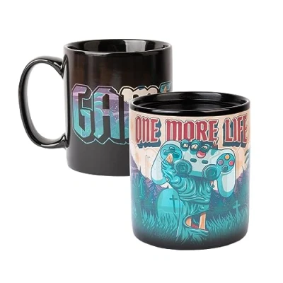 Immagine di Grupo Erik: Tazza Termosensibile XL gamer One More Life da colazione in gres, 520 ml, Magica cambia colore, ideale come idee regalo per