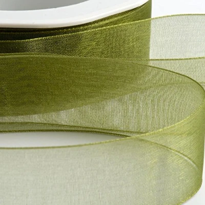 Immagine di Italian Options Nastro in organza chiffon, rotolo da 15 mm x 20 m, colore: verde muschio