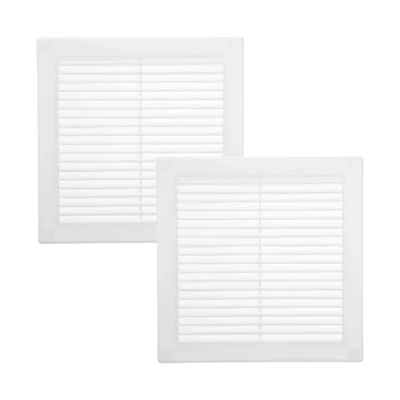 Immagine di Vent Systems 250 x mm 2 pezzi di copertura ventilazione bianca prese d&#039;aria piatte quadrate protezione dagli insetti integrata HVAC per bagno, ufficio domestico
