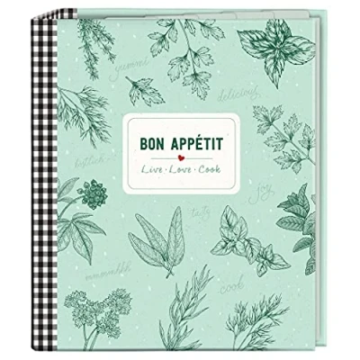 Immagine di moses. 80667 Raccoglitore per ricette Bon Appétit in formato DIN A5, libro di con 25 fogli e 5 tasche registro, cucina personalizzato da scrivere