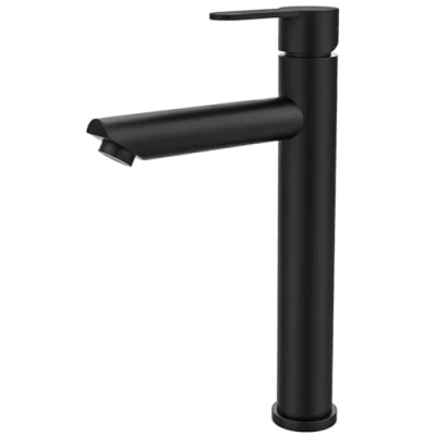 Immagine di Rubinetto bagno Lavabo alto, Dolinvo Nero in Acciaio Inox, per da Appoggio Acqua Fredda e Calda Disponibile, Basso Rumore, Installazione Facile