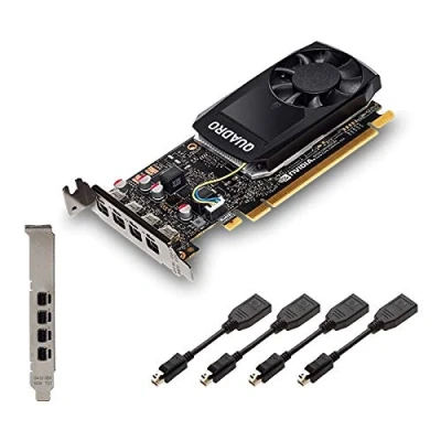 Immagine di Nvidia Quadro P1000 scheda grafica professionale PCIe Express 4 GB GDDR5 4X Mini DisplayPort Low &amp; High Profile Nero Include 8 cavi di visualizzazione Nuova OEM normale in scatola