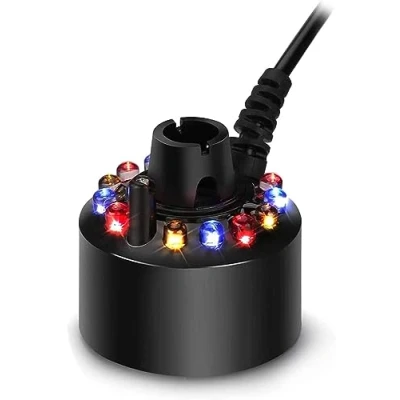 Immagine di Mist Maker Fogger Umidificatore d&#039;aria, 12 LED Fontana d&#039;acqua Pond Fog Machine Atomizzatore con adattatore di alimentazione, Ultrasuoni Mister per Pond,Halloween,Natale Decor
