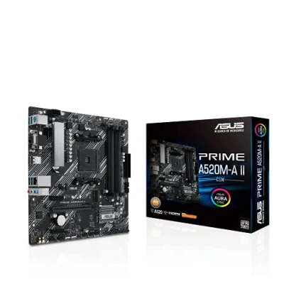 Immagine di ASUS Prime A520M A II/CSM AMD AM4 (terza generazione Ryzen) microATX Commercial Motherboard (memoria ECC, supporto M.2, 1Gb Ethernet, DP/HDMI 2.1/D Sub, 4K@60HZ, USB3.2 Gen1Type A, ARGBheader con