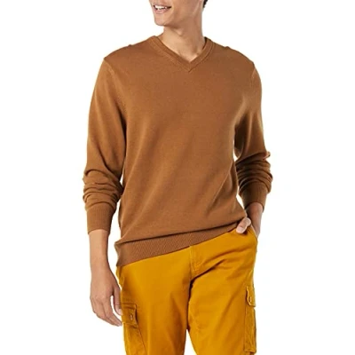 Immagine di Amazon Essentials Maglione con Scollo a V (Disponibile in Taglie Extra Forti) Uomo, Marrone Toffee, M