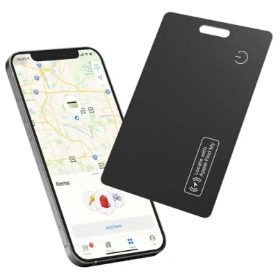 Immagine di Reyke Slim Wallet Tracker Card, Localizzatore di Portafoglio Ricaricabile, Impermeabile IP68, Funziona con Apple Find My (Solo iOS), Organizzatore Oggetti per Etichette Bagagli e Passaporti.