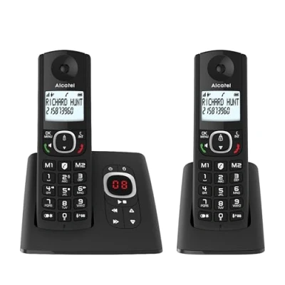 Immagine di Alcatel F530 Voice Duo, téléphone sans fil avec répondeur et 2 combinés, blocage d&#039;appels fonction mains libres Noir