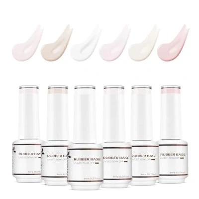 Immagine di Nicedeco 4 in 1 Professionale Base Rubber Gel Kit Smalto Semipermanente Nudo per Unghie UV LED Soak Off Set 33, 6X8ML