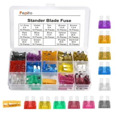 Immagine di FEPITO 150pcs Standard Car Fuses Assortment Blade Fuse 2A 3A 5A 7.5A 10A 15A 20A 25A 30A 35A 40A for Auto Truck with 1 Extrator and Storage Box