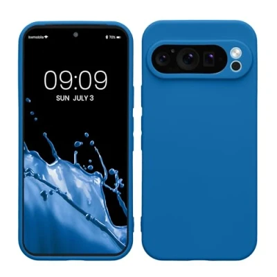 Immagine di kwmobile Custodia Compatibile con Google Pixel 9 Pro Cover Back Case per Smartphone in Silicone TPU Protezione Gommata blue reef