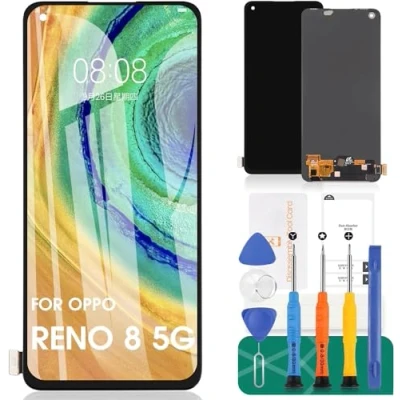 Immagine di Schermo TFT di ricambio per Oppo Reno8 5G display LCD Reno 8 Touch Screen Digitizer CPH2359 Kit riparazione (nero, nessun riconoscimento delle impronte digitali)