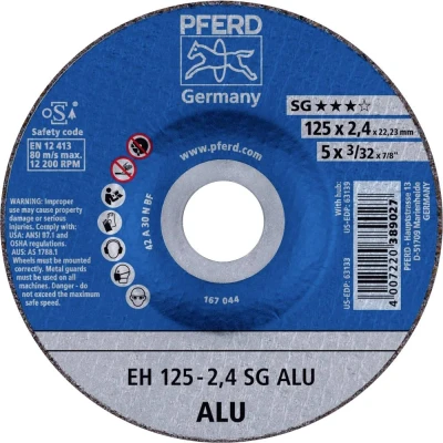 Immagine di PFERD EH 125 2,4 SG ALU 61320822 Disco da taglio con centro depresso mm 25 pz. Alluminio, Metalli non ferrosi
