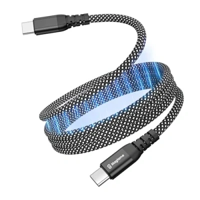 Immagine di Magtame cavo magnetico USB C, di ricarica flessibile da C a 60 W (3 A), retrattile 1 m, in nylon intrecciato tipo rapida compatibile con i Phone 16, per