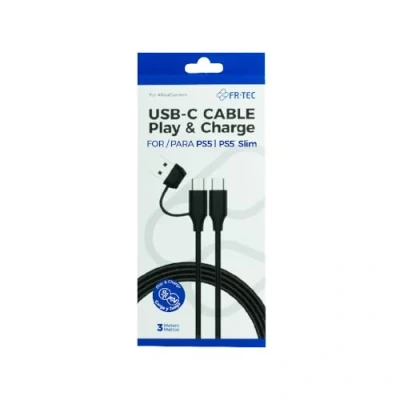 Immagine di FRTEC Cavo USB C a con adattatore A, ricarica e dati, tipo per PS5, PS5 Slim, 3 metri, compatibile smartphone