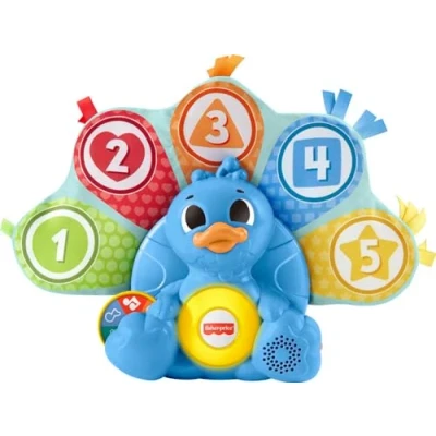 Immagine di Fisher Price Linkimals Giocattolo di risveglio Adam il Pavone versione francese, luci e musica interattive, numeri colori, Bambino, da 9 mesi, HN75