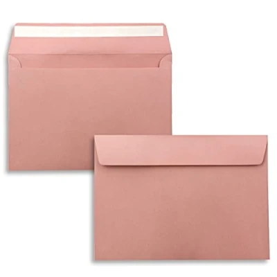 Immagine di 25 buste per lettere, formato DIN C5, 16,2 x 22,9 cm, con chiusura adesiva, grandi inviti e biglietti compleanno o matrimonio, colore: rosa antico