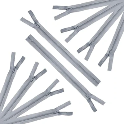 Immagine di Trimz Chiusura Lampo Grigia a Senso Unico, con Denti da 4 mm, 25 cm, 10 Pezzi, Poliestere, unità