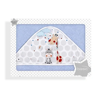 Immagine di Interbaby Asciugamano con cappuccio per neonato JUNGLA in blu 560 g