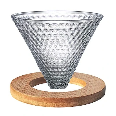 Immagine di TAMUME Dripper Caffe 1 Tazza Filtro del Caffè Filtri Permanenti Vetro con Supporto in Legno (Marrone scuro)