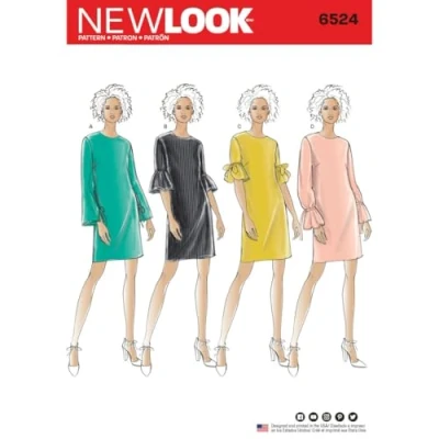 Immagine di New Look Pattern 6524 Abito da Donna con Maniche, Carta, Bianco, 22.00 x 15.00 1.00 cm