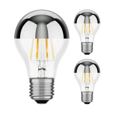 Immagine di ledscom.de 3 pezzi E27 lampadina LED, A60, bianco caldo (2700 K), 6 W, 667lm, testa a specchio (argento)