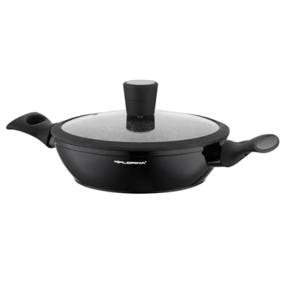 Immagine di FLORINA Pentola in Alluminio (3,5 l) 28 cm i con Coperchio Vetro MAGNUM Rivestimento Antiaderente Bassa Manici Soft touch Adatta a Tutti Tipi di Fornelli e Induzione