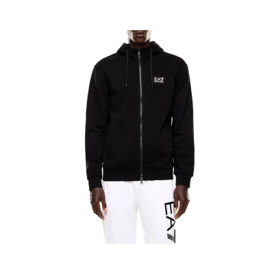 Immagine di EA7 Emporio Armani Uomo Felpa con Cappuccio e Zip in Cotone (IT, Testo, M, Regular, Black)