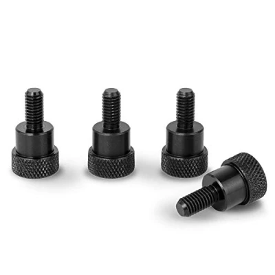 Immagine di PrecisionGeek Viti zigrinate/vite a spalla M6 x 10mm Alluminio Nero Anodizzato L 22mm 4 pz