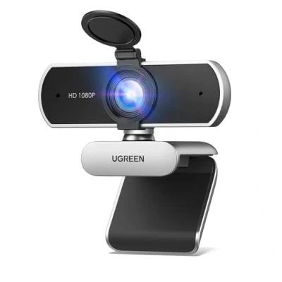 Immagine di UGREEN Webcam Full HD 1080P 30FPS USB A PC Camera 2 Microfono 85 Angolo di Visione per Windows MacOS Linux Supporto Youtube Streaming Skype Video Calling Zoom Videoconferenze(Grigio Argento)