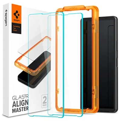 Immagine di Spigen AlignMaster Vetro Temperato compatibile con Sony Xperia 10 VI, V, 2 Pezzi, Installazione Semplice Cornice di Allineamento, Cristallino, Durezza 9H Pellicola prottetiva