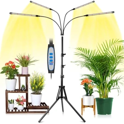 Immagine di wolezek Lampada Led per Piante con Treppiede, 80LEDs da Coltivazione Spettro Completo 3000k 6500k 660nm, Treppiede Regolabile 40 120CM, temporizzazione 4/8/12H