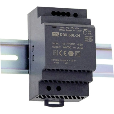 Immagine di Mean Well DDR 60L 24 Convertitore DC/DC per guida DIN V/DC 2,5 A, 60 W, 1 x