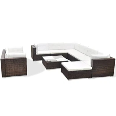 Immagine di vidaXL Set Divani da Giardino 6 pz Elegante Comodo Robusto Sofa con Tavolino Sedie Poggiapiedi Cuscini Ecologico in Polyrattan Marrone
