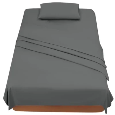 Immagine di FARFALLAROSSA Lenzuola Una Piazza e Mezza 120 Completo 3 Pezzi in Microfibre Lenzuolo con Angoli Sopra 1 Federa 50x80 120x190/200 Grigio Scuro