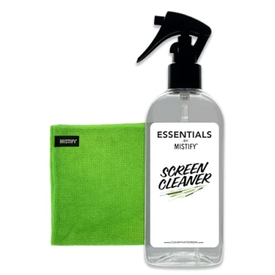 Immagine di Mistify Essentials Detergente per schermo, flacone spray da 250 ml con panno in microfibra