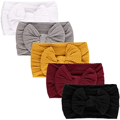 Immagine di DRESHOW 5 Pezzi Bambini Fascia per Capelli Fasce Bambina Neonata Elastica Neonato Accessori