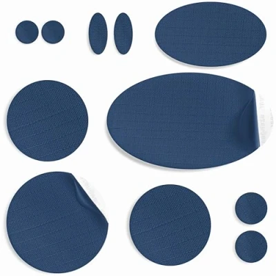 Immagine di aZengear Toppe di riparazione per piumini, autoadesive, morbide, impermeabili, resistenti agli strappi in tessuto nylon fissare i fori nei vestiti, sacchi a pelo (11 pezzi, Marina Oscura)