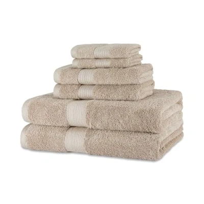 Immagine di Amazon Basics asciugamani in cotone biologico, resistenti allo sbiadimento, composto da teli 2 bagno, e salviette, confezione 6, Talpa
