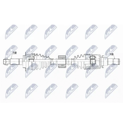 Immagine di NTY NPW SU 044 Albero motore / Semiasse Assale anteriore Dx 954mm