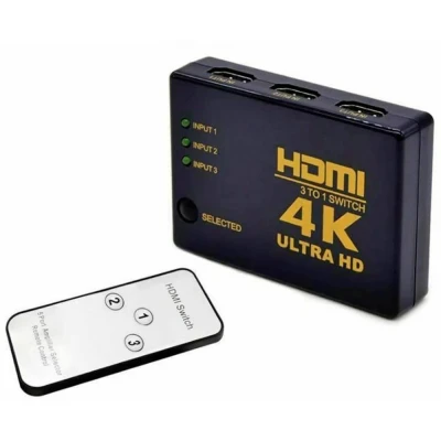 Immagine di 3 Porte Switch HDMI Con telecomando, Predisposto alla riproduzione 3D 3840 x 2160 Pixel
