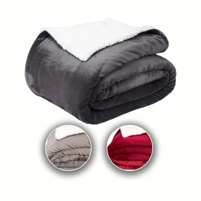 Immagine di Komfortec coperta in soffice pile, 150 x 200 cm, certificata Oeko TEX, calda per divano Sherpa, colore: antracite