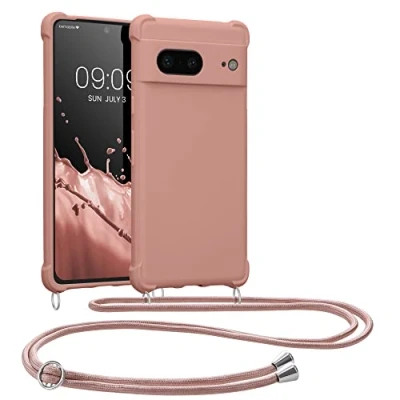 Immagine di kwmobile Custodia Compatibile con Google Pixel 7 Cover Back Case in Silicone TPU Protezione Smartphone Cordino madre perla