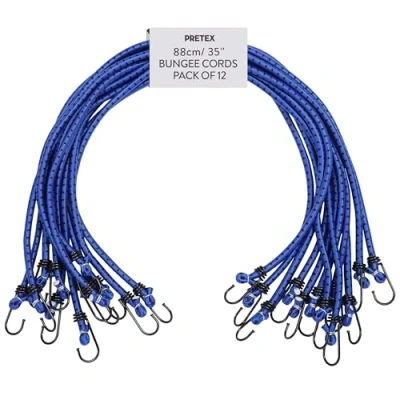 Immagine di PRETEX Corde Elastiche con Gancio Set di 12 Corda Elastica per Teloni Portapacchi Auto e Bici Ganci Elastici 89 cm Blu