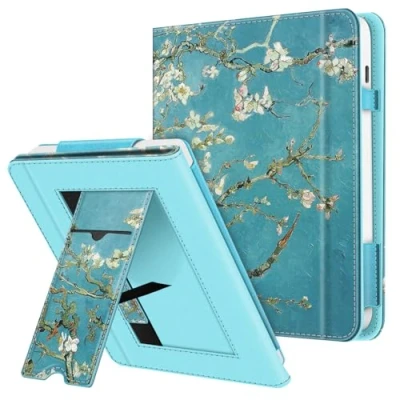 Immagine di FINTIE Custodia per 7&quot; Kobo Libra Colour (2024) / 2 (2021) eReader Stand Cover Protettiva Case con Card Slot e Hand Strap, Auto Sveglia/Sonno, Blossom