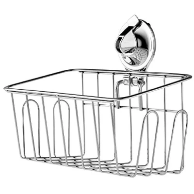 Immagine di KADAX Cestello doccia ventosa in acciaio inossidabile, mensola per bagno, doccia, vasca da spugna, shampoo, bagnoschiuma, montaggio a parete