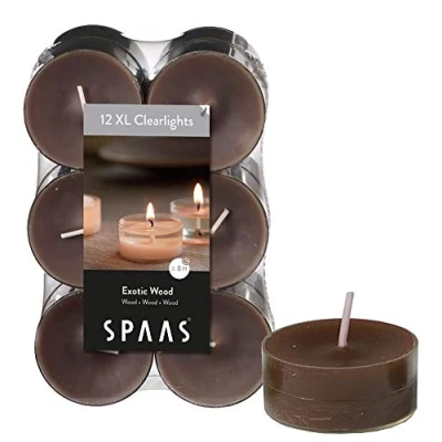 Immagine di Spaas 12 candeline profumate in Tazza Trasparente, Cera di paraffina, plastica, Tortora, Diametro 56 mm x Altezza 21
