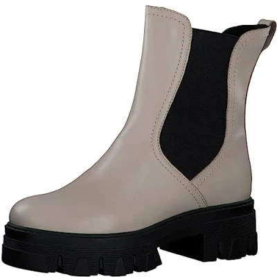 Immagine di MARCO TOZZI Stivaletti Chelsea Donna in Pelle Zeppa, Cream Comb, 40 EU
