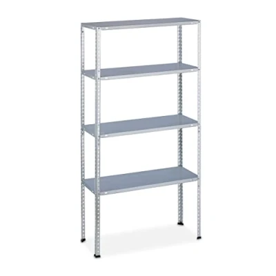 Immagine di Relaxdays 2X Scaffale in Acciaio Zincato, Alta Portata 200 kg, HLP: 150x75x30 cm, 4 Ripiani, per Garage e Dispensa, Argento