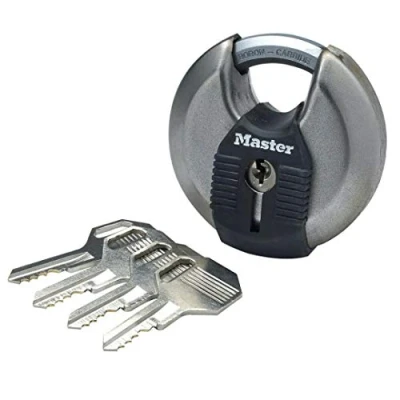 Immagine di MASTER LOCK Disco Lucchetto ad Alta Sicurezza [Chiave] [Acciaio Inox] [Esterno] M40EURD Ideale per Portali, Garage, Sconto