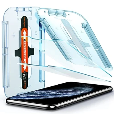 Immagine di Spigen Glas.TR Ez Fit Vetro Temperato Compatibile con iPhone 11 PRO, XS, X, 2 Pezzi, Resistente ai Graffi, Durezza 9H Pellicola prottetiva